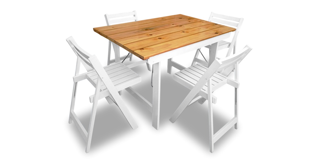 2 Reposeras  + Mesa ratona 50X50 Patas Plegables